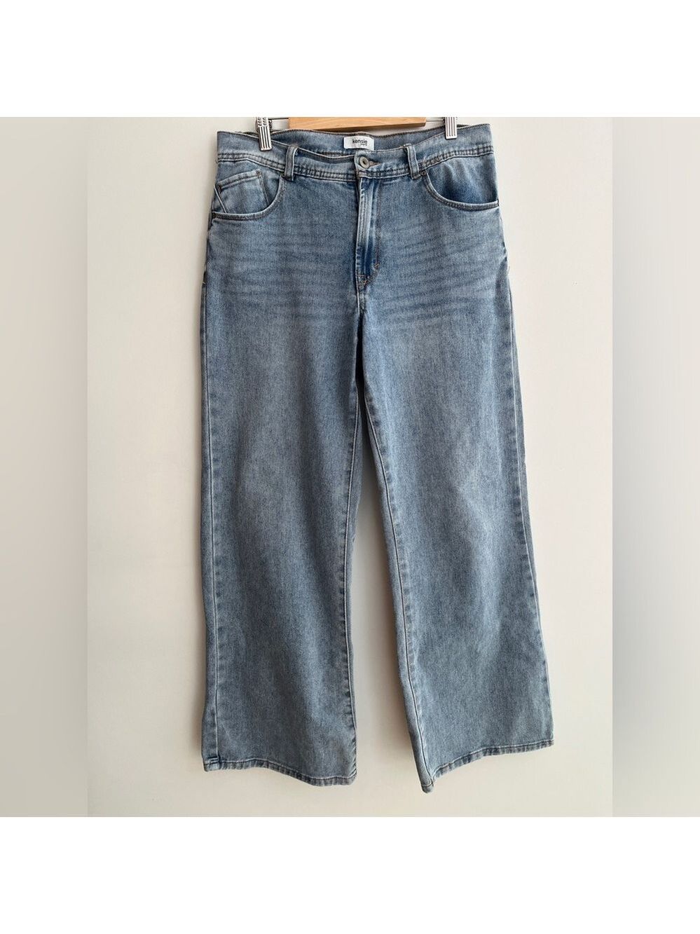 KENSIE Wide Leg 5 Pocket Light Wash Denim Jeans Versatile Casual Office